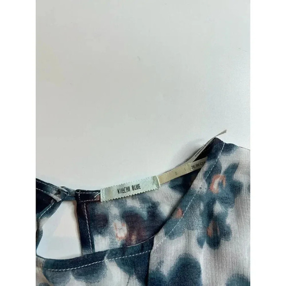 Kimchi Blue Dress Womens 0 Floral Watercolor Blue Open Back Sheer - Picture 11 of 15